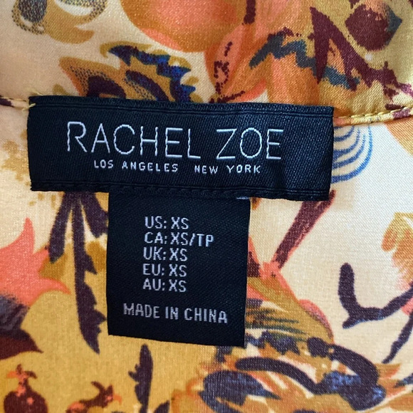 Rachel Zoe Designer Floral‎ Printed Button Up Revolve Blouse Size XS Gold Boho - Picture 7 of 9